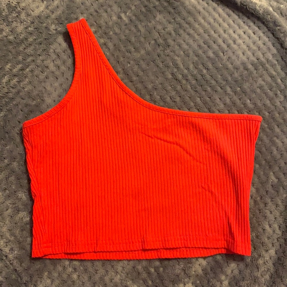 Red one strap crop top